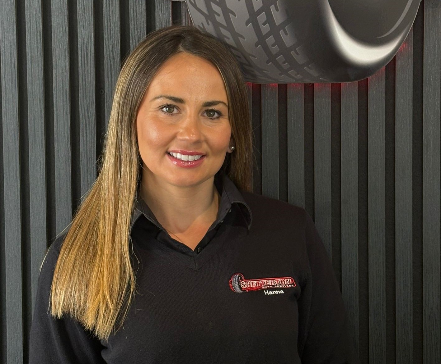 Hanna wearing company jacket